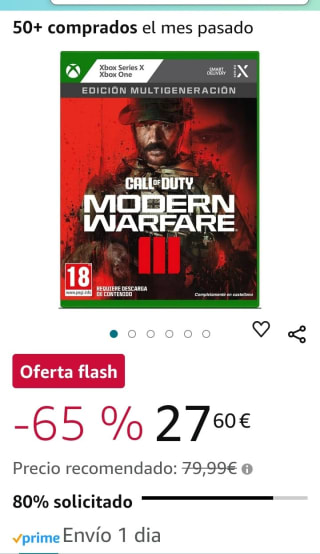 Call of Duty Modern Warfare III Xbox por 27,60€.