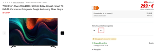 TV LED 55" Sharp 55GL4760E, UHD 4K, Dolby Atmos, Smart TV, DVB-T2 por 299€ (newsletter por 289€)