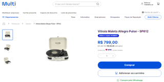Vitrola Maleta da Allegro Pulse - R$ 799
