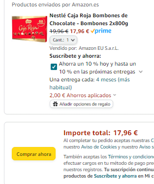 Packs 2 Nestlé Caja Roja Bombones total 176 bombones por 17,96€
