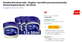 12x 50 ml Vaseline Petroleum Jelly voor €9,55 bij Bol