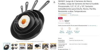 Juego de 4 Sartenes de Hierro Seasky por $404 en Amazon