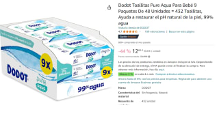 9 Paquetes De 48 Unidades de Dodot Toallitas Pure Aqua Para Bebé por 12.82€