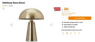 Tafellamp Dana Goud voor €20 bij Kwantum