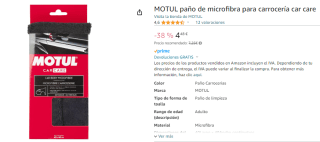 Motul paño de microfibra para carrocería car care por 4,48€