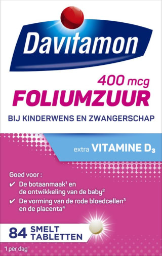 Davitamon Foliumzuur vitamine D 84 smelttabletten voor €7 bij Bol.com