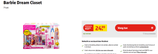 Barbie Droom Kledingkast met pop voor €24,99 bij kruidvat