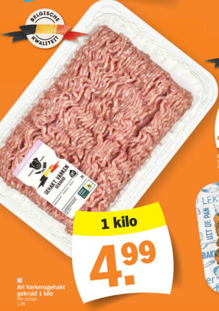 1kg gekruid varkensgehakt voor €4,99 bij Albert Heijn