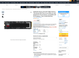 SSD NVMe Samsung 9100 Pro 1 TB por solo 150,09€