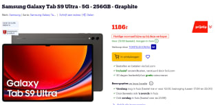 Samsung Galaxy Tab S9 Ultra 14.6 inch 256 GB Wifi + 5G Zwart voor €1.186 bij Bol.com