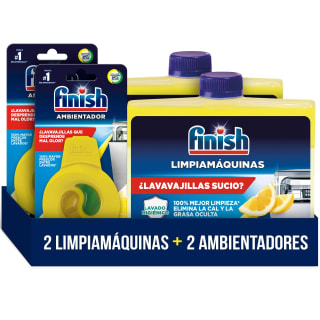 Limpiamáquinas Lavavajillas Limón Finish 2 + 2 Ambientador Lavavajillas Limón por 8€