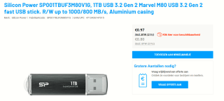 Prijsfout! USB-stick, Marvel Xtreme M80, 500GB, USB 3.2, Zwart/zilver voor €0,97 bij Storageisland