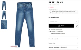 85% korting op Pepe Jeans bij Otrium
