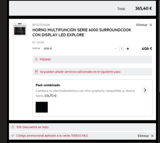 AEG Horno multifunción Serie 6000 SurroundCook con Display LED Explore BPS535160W por 365,40€