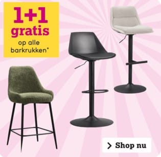 1+1 gratis op barkrukken bij Leen Bakker