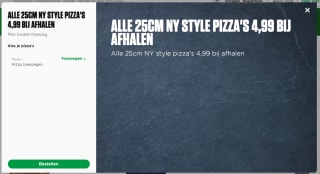 Alle 25cm pizza voor 4,99 euro bij New York Pizza
