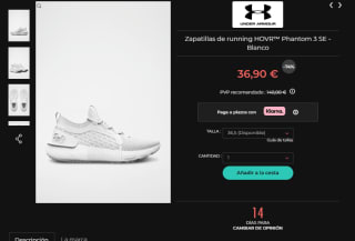 Under Armour Zapatillas de running HOVR Phantom 3 SE por 36,90€