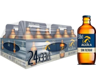Pack de 24×33cl El Aguila sin filtrar por 17,05€.