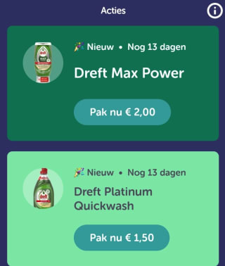 Tot €2 korting op Dreft producten (via cashback)