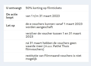 50% korting op filmvouchers via de Vriendenloterij