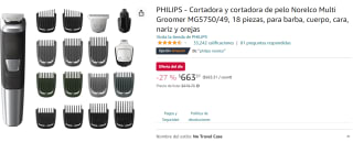 Cortadora de Pelo Philips MG5750/49 a $663 en Amazon