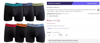 Don Algodon Pack 6 Boxers por 21,75€ (cuenta nueva por 13,05€)