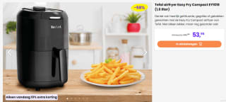 Tefal airfryer Easy Fry Compact EY1018 voor €53,95 bij Actievandedag