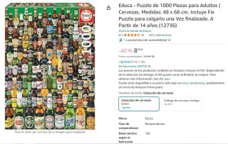 Puzzle de 1000 Piezas para Adultos | Cervezas marca Educa por 6,94€