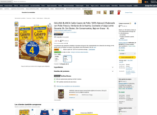 4 Litros GALLINA BLANCA Caldo Casero de Pollo 100% Natural por solo 4,49€