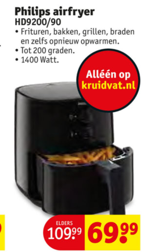 Philips Airfryer Essential HD9200/90 - Heteluchtfriteuse voor €69,99 bij Kruidvat