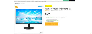 Monitor PC marca PHILIPS 24" 241V8LAB-1ms poe 84,96€
