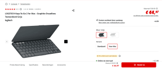Logitech Keys-To-Go 2 Grafiet Qwerty voor €44,97 bij de MediaMarkt