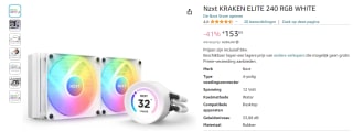 NZXT Kraken Elite 240 RGB AIO CPU koeler voor €153,65 bij Amazon