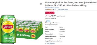 Lipton Ice Tea Green blikjes 33 cl (24 stuks) voor €12,99 met Amazon Prime