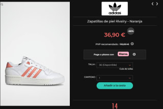 Rebajas hasta 70% descuento ropa y calzado Adidas