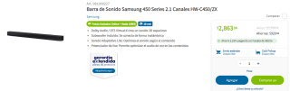 Barra de Sonido Samsung 450 Series 2.1 por $2,863 en Sam's Club