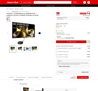 TV OLED EVO 97" LG OLED97M39LA SIGNATURE 4K M3 Inalámbrico por 19,420,66€