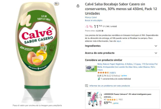 12 botes Calvé Salsa Bocabajo Sabor Casero sin conservantes 430ml por 11,76€