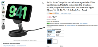 Belkin BoostCharge Pro verstelbare magnetische 15W-laadstandaard voor €34,99 bij Amazon