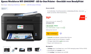 Epson Workforce WF-2960DWF All-In-One Printer voor €71,99 bij Bol.com