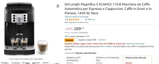 De'Longhi Magnifica S ECAM22.110.B - Volautomatische espressomachine voor €270 bij Amazon