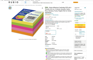 Notas Adhesivas Cuadradas Dohe 250 unidades 5x5 cm 5 Colores por 1,26€