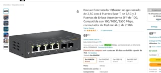 Conmutador Ethernet Davuaz no gestionado - 2,5G, 4 Puertos por 41.99€