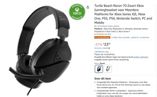 Turtle Beach Recon 70X - Zwart - Gaming Headset voor €22 bij Amazon