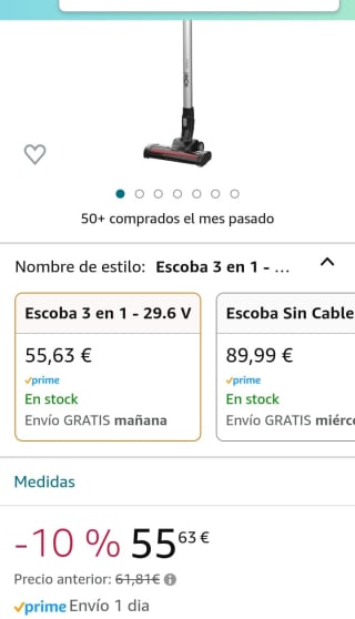 Solac Solution AE2545 - Aspirador versátil, escoba por 55,63€.