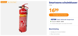 Smartwares Brandblusser 2 Liter - Schuim voor €16,99 bij Action