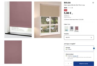 Estor opaco BOLGA 45x170cm rosa por 5€