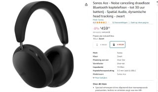 Sonos Ace Zwart Draadloze Koptelefoon voor €459 bij Amazon