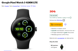Google Pixel Watch 3 LTE 41mm voor €304 bij Bol