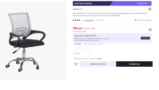 Silla de Escritorio Ergonómica por 34.04€ (Cuenta Nueva 22.04€)